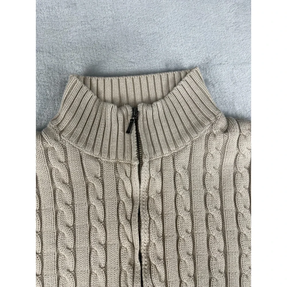L.L. Bean Plus Size XL Woman's 100% Cotton Full Zip Cardigan Light Beige